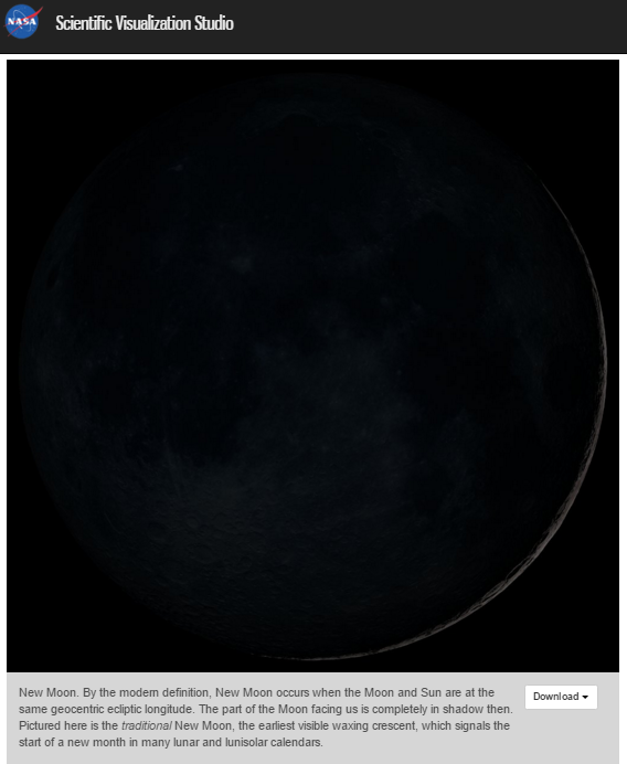 Luna Nueva Tradicional (NASA)